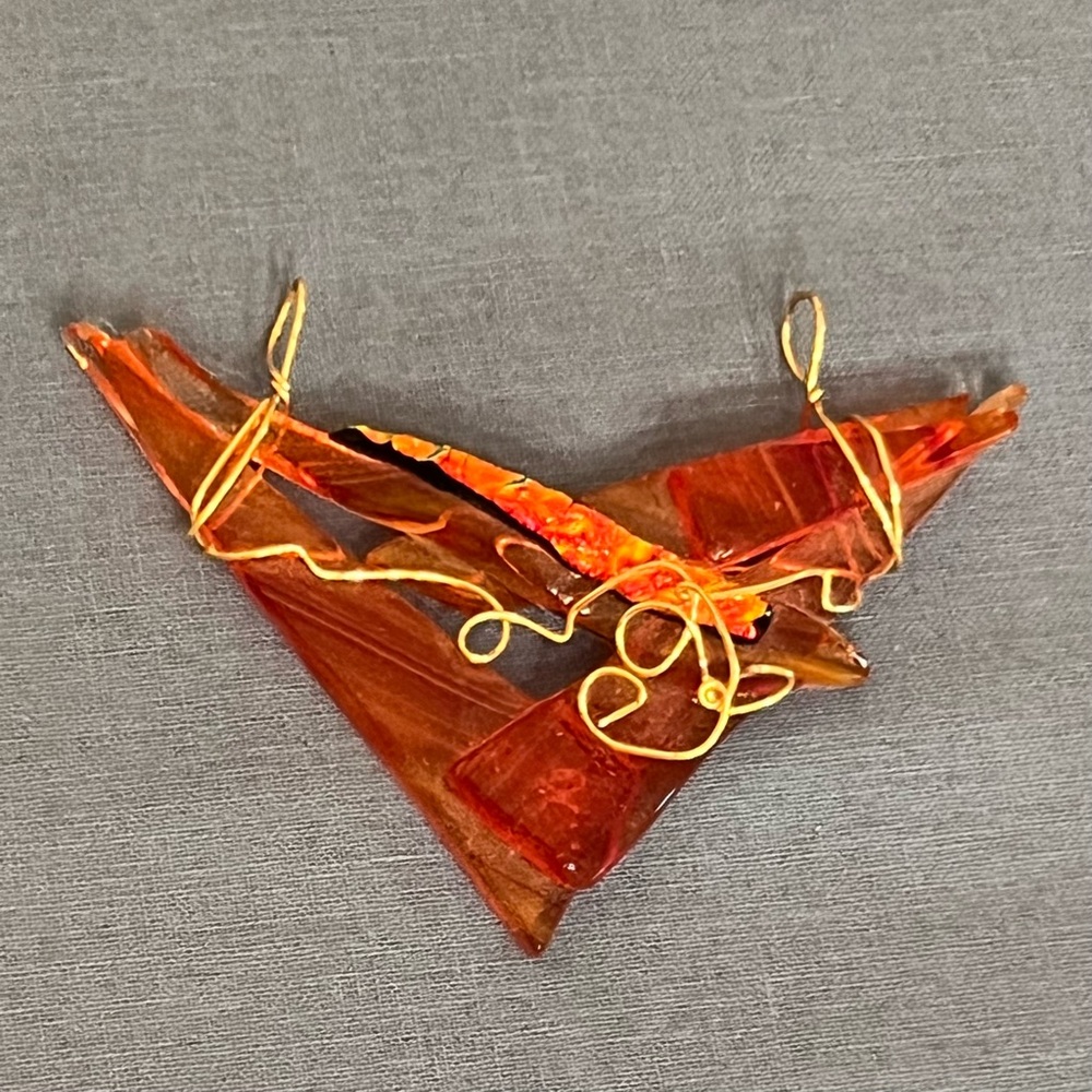 Artistic Orange and Gold Glass Pendant
